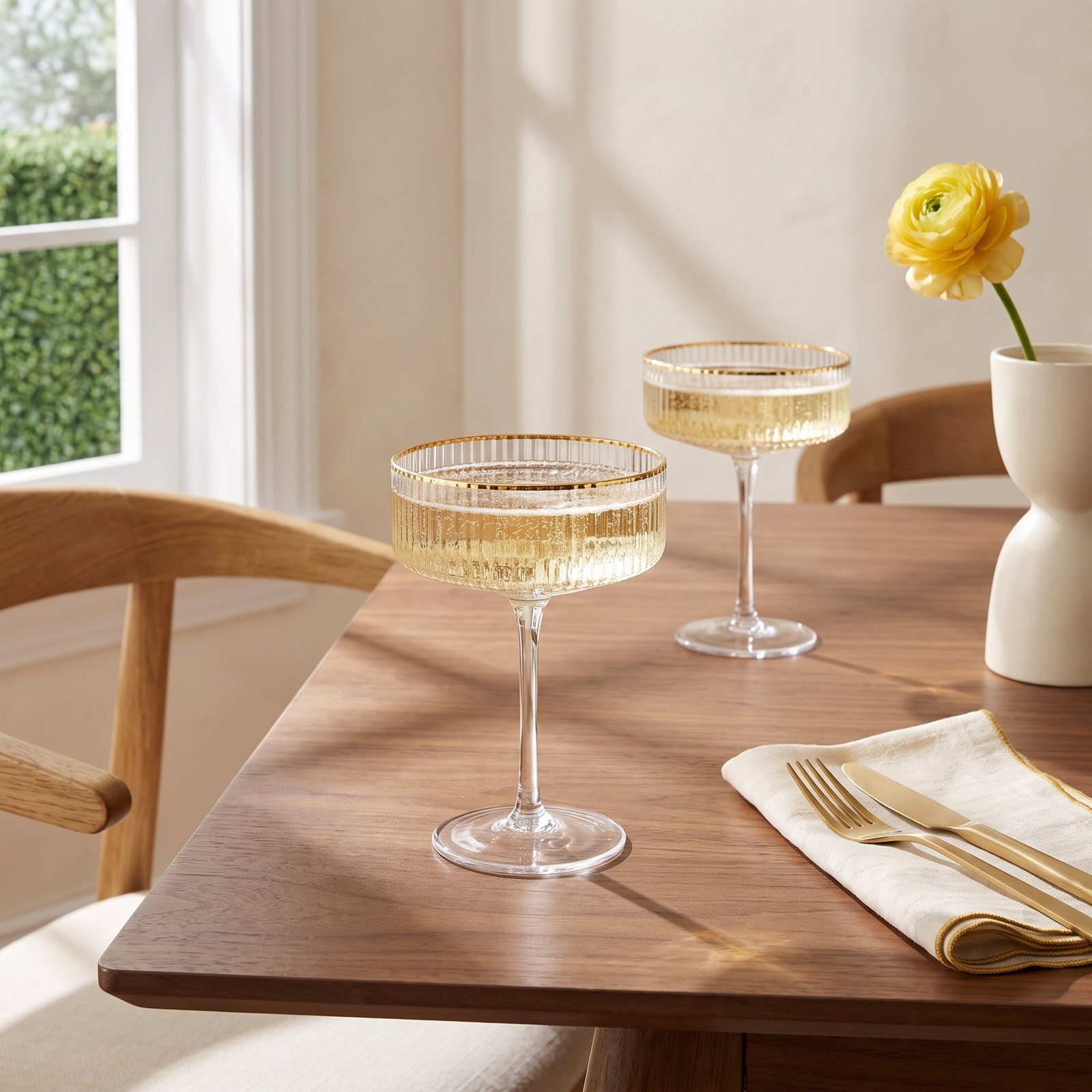 Viski Meridian Ribbed Crystal Coupe Glass
