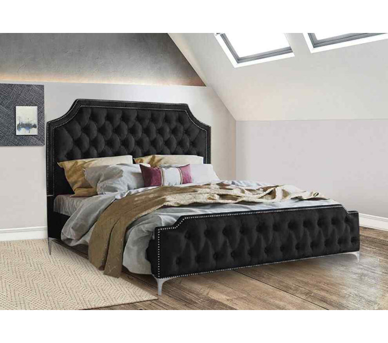 Upholstered Bed, Black, Single (3')