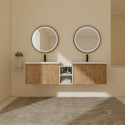 71.13'' Double Bathroom Vanity with Resin Top