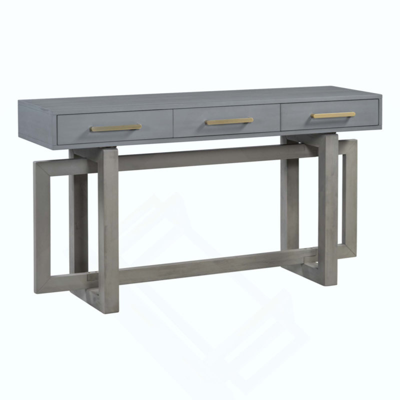 Console élégante très longue avec 3 tiroirs, canapé d'entrée moderne pour le couloir du couloir du salon, Gris antique / brun