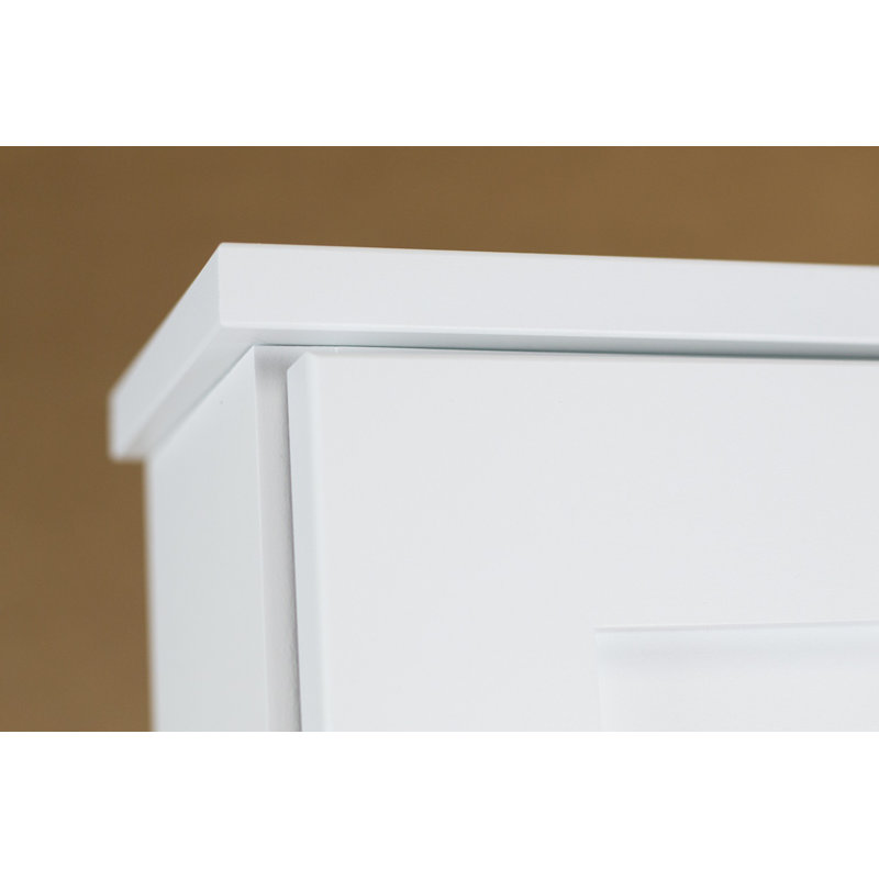 Solid Wood Bathroom Cabinet, White Enamel, 15"W x 31.5" H x 2.5" D