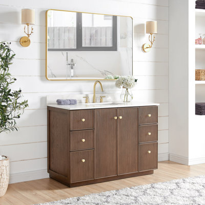 Waubun Rally 48'' Free Standing Single Bathroom Vanity with Calacatta Quartz Top