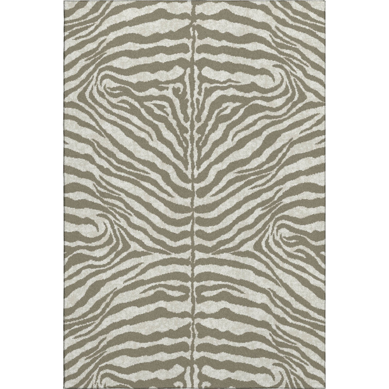 Premium Machine Washable Kishonna AMF42 Taupe Rug, Rectangle 5' x 7'6"