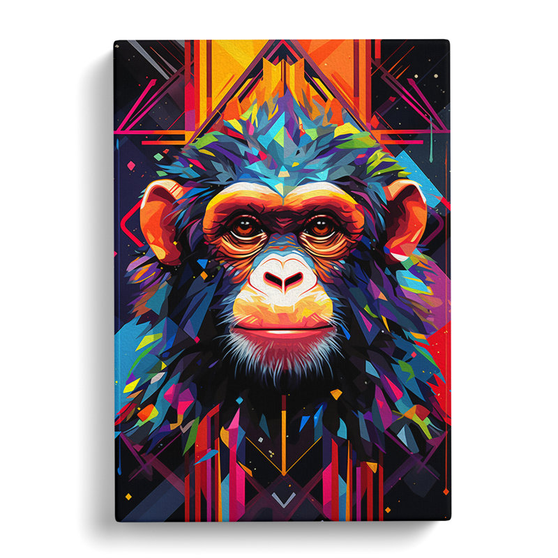 Monkey Geometric Art - Wrapped Canvas, 76cm H x 50cm W x 3cm D