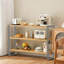 Étagère de boulanger autoportante à 3 niveaux avec tablettes en bois massif et structure en métal réglable, tablette de rangement ouverte pour le garde-manger-134448157