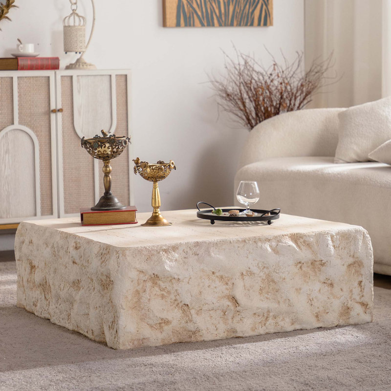 Table basse Canapé rétro en fausse pierre Tables basses pré-modernes Table basse beige pour salon Bureau