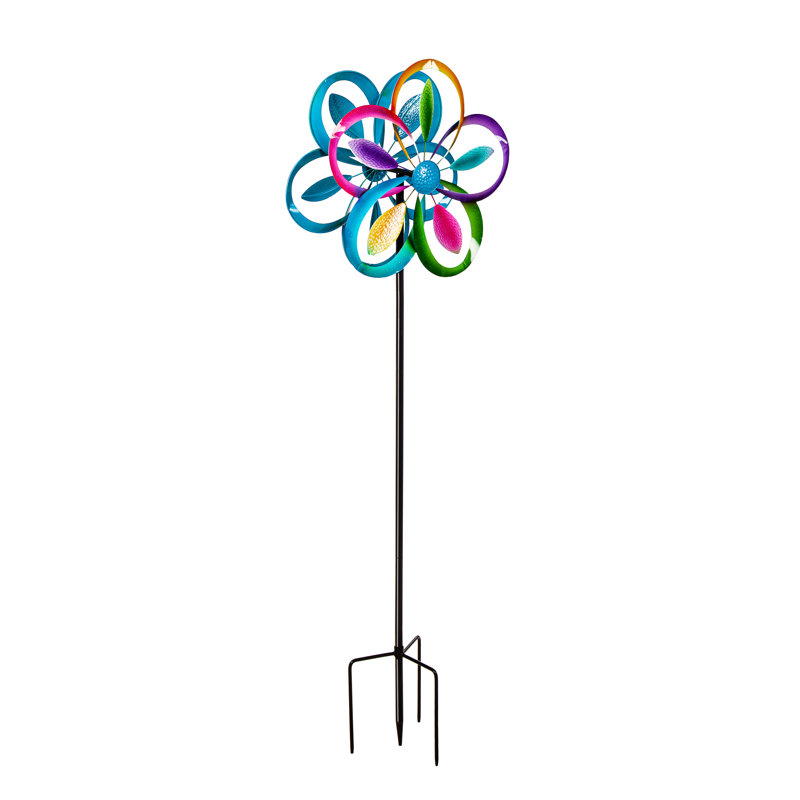 Leberta Metal Abstract Garden Stake, Purple/Green/Pink