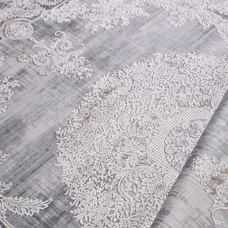 Tapis oriental beige antidérapant lavable à la machine, Rectangle 2 pi 8 po x 4 pi 11 po