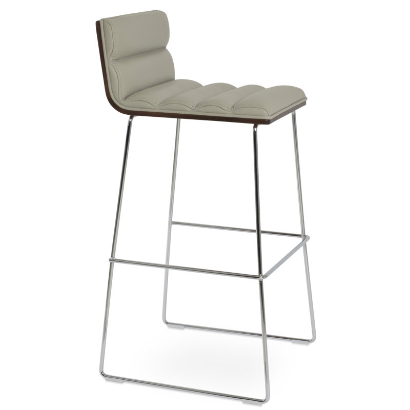 Tabouret de comptoir bar & Corona, Cuir véritable - cognac, Tabouret de bar (siège d'une hauteur de 29 po)
