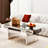 Rectangular Mirror Coffee Table With Fluted Tempered Glass, Modern Sofa Side Table