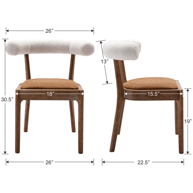 Ensemble de table à manger moderne, table de salle à manger rectangulaire et chaise de salle à manger rembourrée à dossier demi-tonneau avec structure en bois massif pour la salle à manger / cuisine