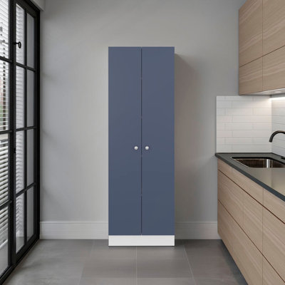 ARIZONA CITY Multi-Purpose Cupboard With Five Shelves And Storage Doors For Kitchen And Home, Kronos White And Kronos Blue