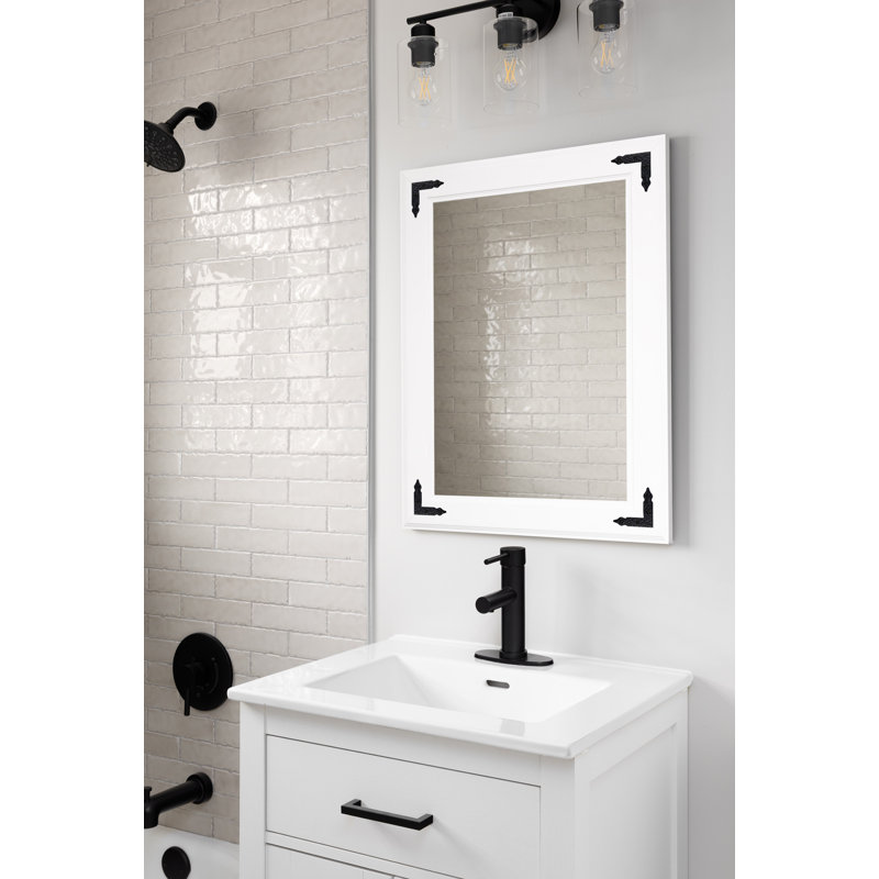 Rayne Heritage Hardwood Poplar Mirror With Decorative Corner Brackets, 24 x 33, White