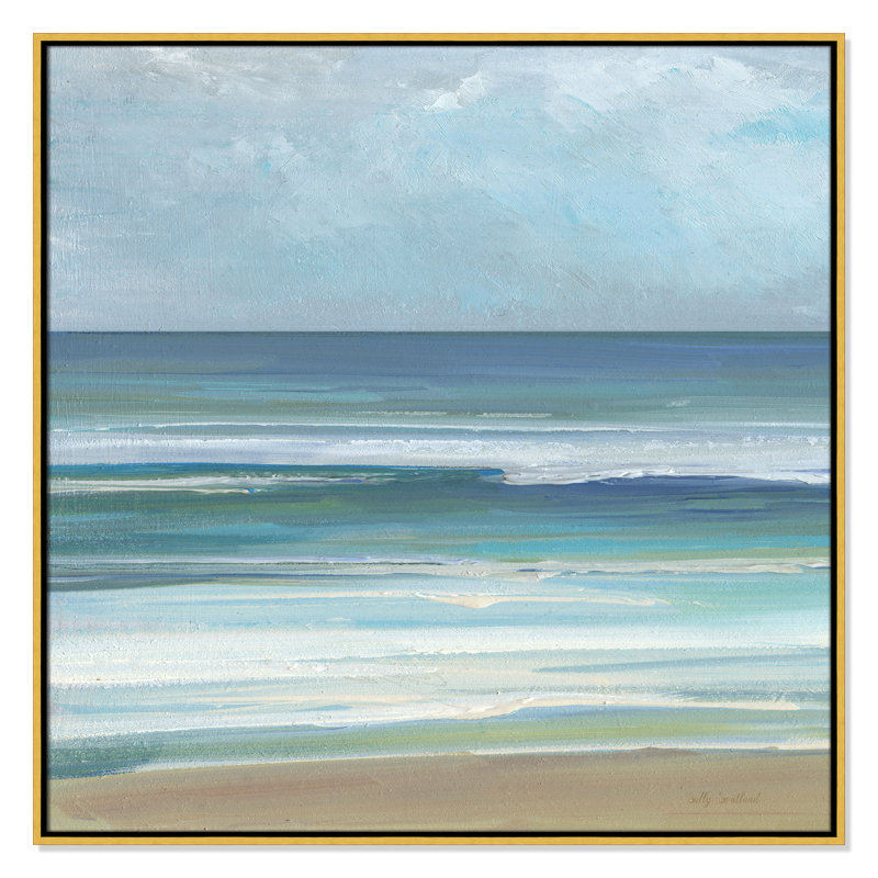 «Gentle Waves I» par Sally Swatland, H 37,5 po x l 37,5 po, Flotteur doré