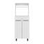 Support à micro-ondes Enderlin avec 3 tablettes, 2 portes, 4 pieds et armoire, blanc