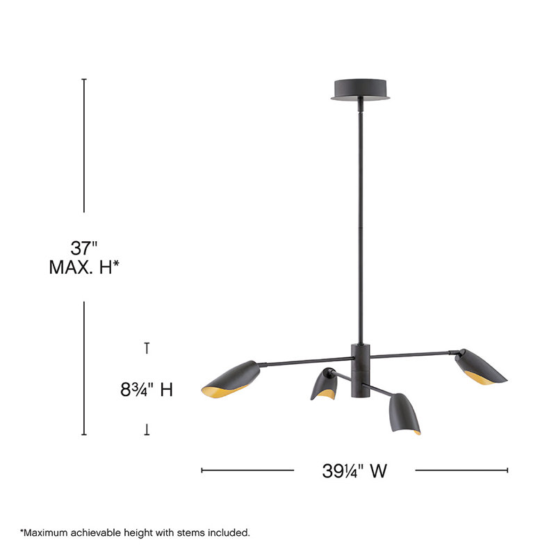 Bondy 6-Light Chandelier, Black, 8.75"H x 39.25"W x 39.25"D