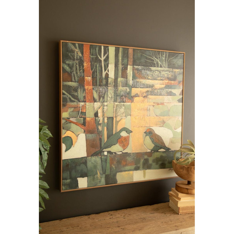 Peinture encadrée de deux oiseaux