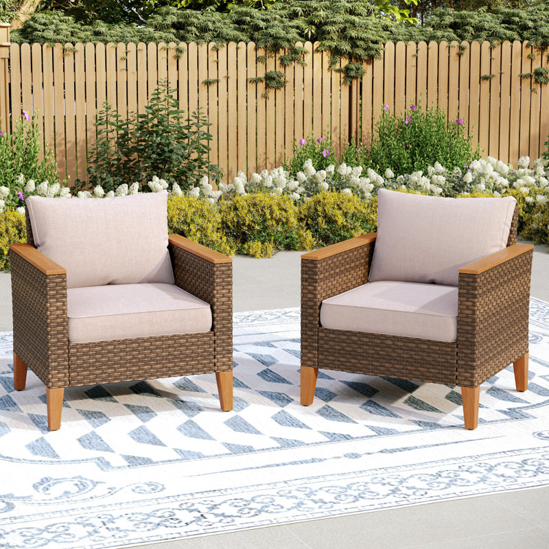 Premium All-Weather Wicker Outdoor Lounge Chair, Beige