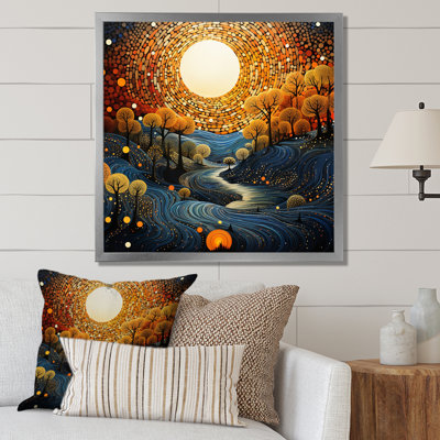 " Yellow Teal Mountain Pointillism Mountain Uses " Mixed Media and Color Photography Print