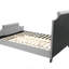 Lit double gris élégant avec structure en bois massif et revêtement en polyfibre confortable pour les chambres modernes
