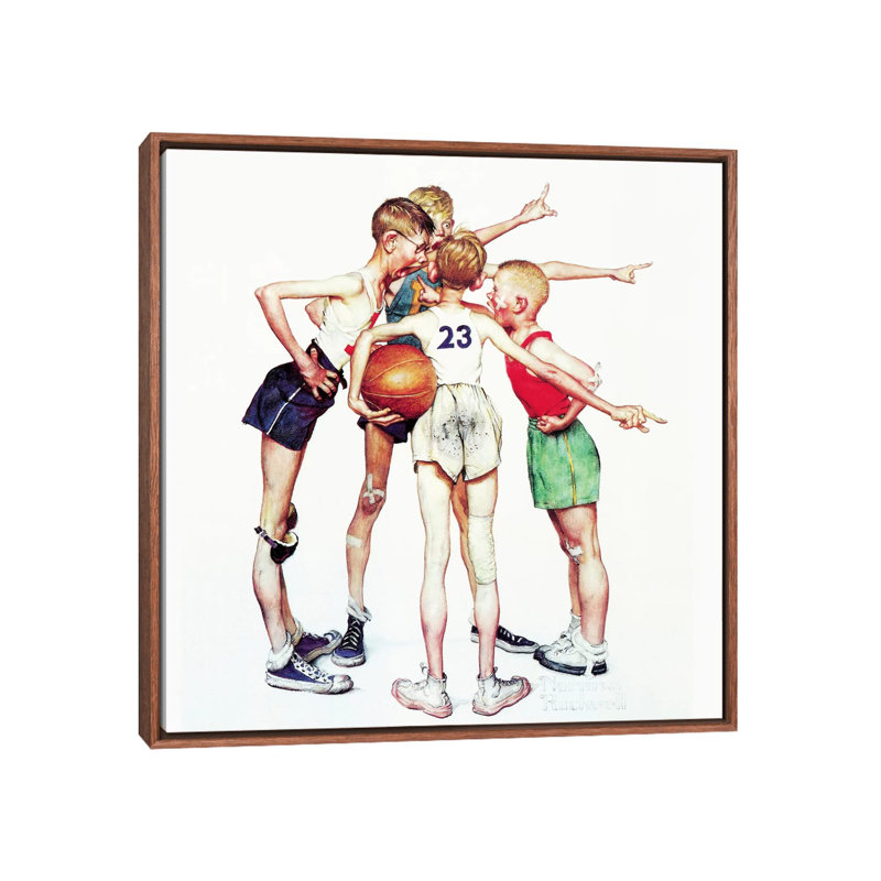 Oh Yeah (Four Sporting Boys: Basketball) by Norman Rockwell - Painting on Canvas, 66.04 cm H x 66.04 cm W
