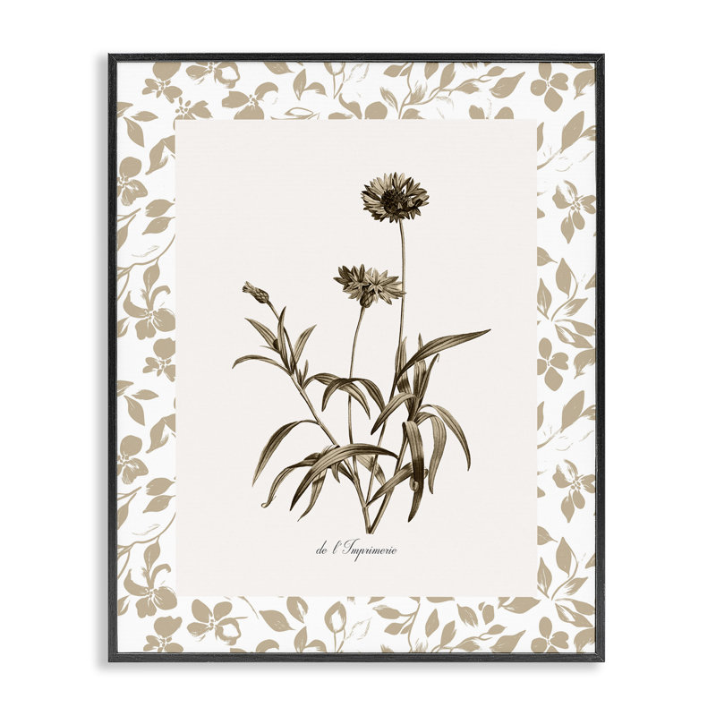 Giclée encadrée de fleurs impériales neutres, design par Kelly Donovan, H 14 po x l 11 po, Giclée encadrée noir minuit