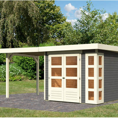 Gartenhaus Kerko 3 mit Anbaudach 2,40 m Breite