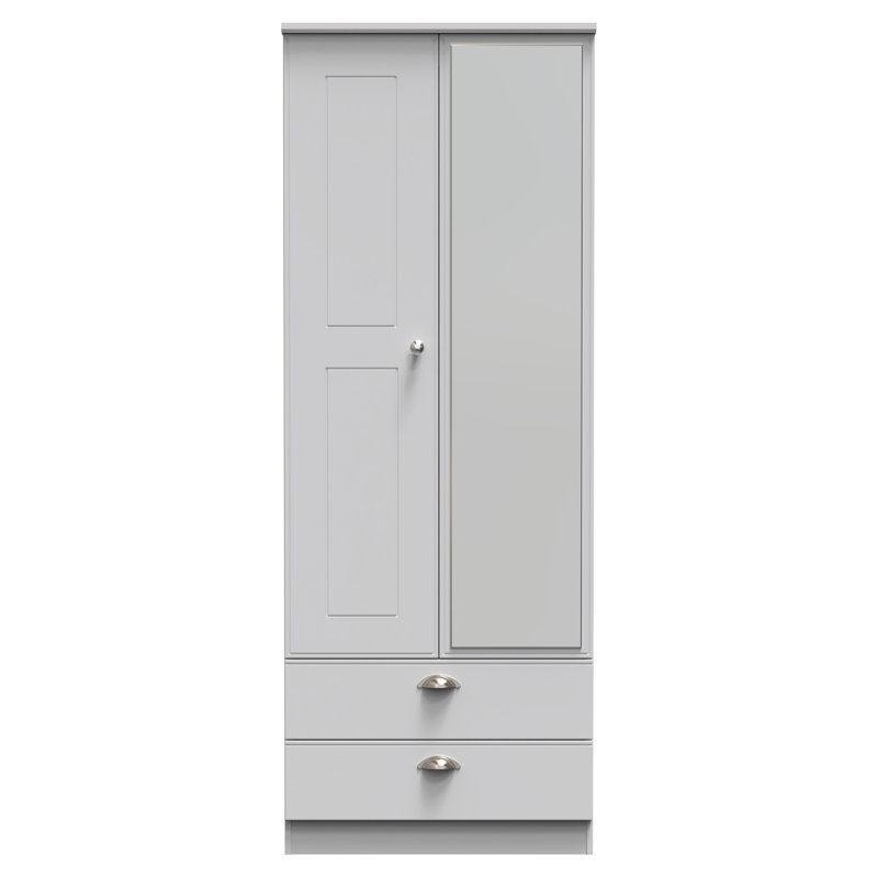 Conners Tall 2 Door 2drw Mirrored Robe , Grey Matt