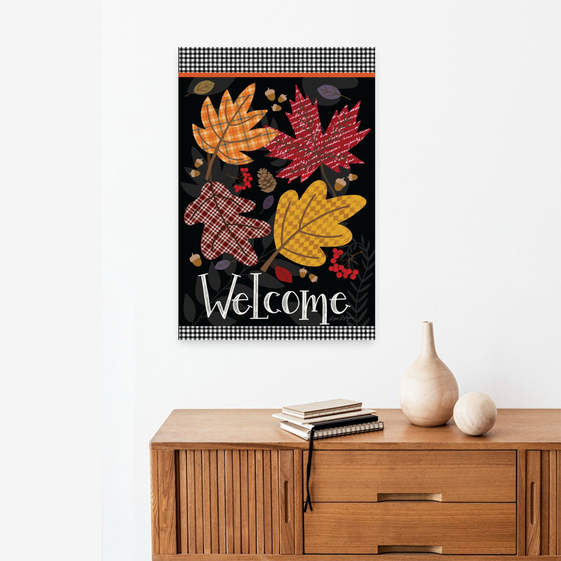 Welcome, feuilles d'automne, art abstrait contemporain rustique, H 24 po x l 16 po