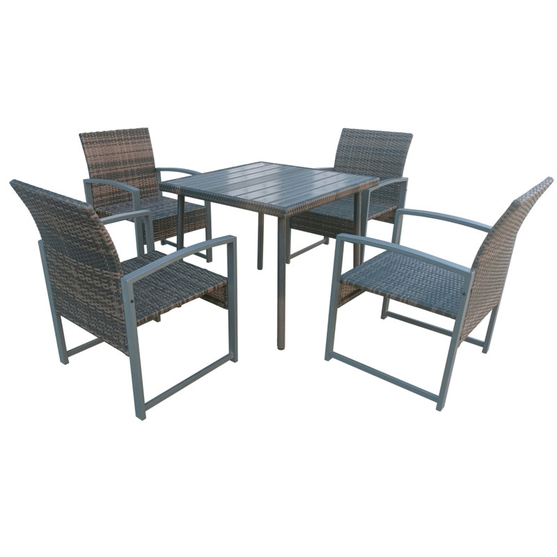 4 - Person Patio Dining Set with Table, 72cm H x 84cm W x 84cm D