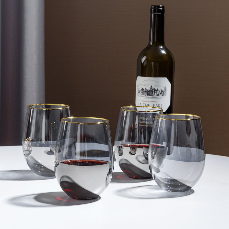 4 Piece 532ml Stemless Wine Glass Set