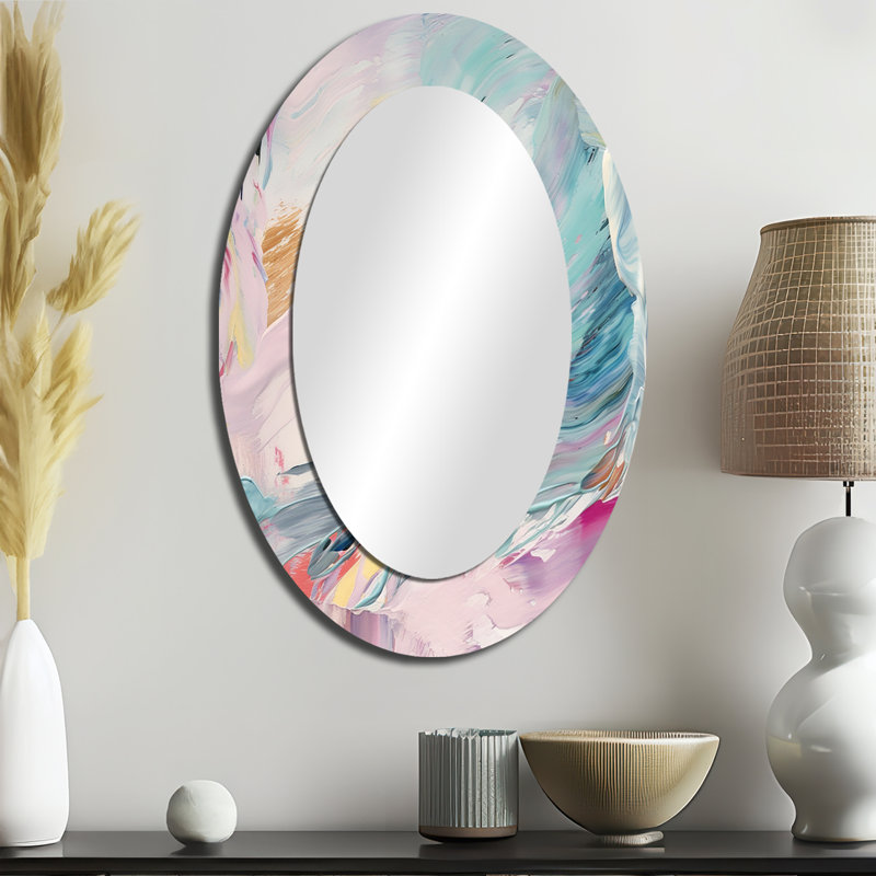 Miroirs printaniers au printemps pastel - Grand miroir mural ovale sur métal, 36 po x 24 po