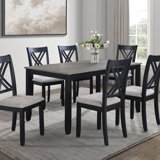 One Allium Way Elegant 7-Piece Wooden Dining Set With Rectangular Table ...