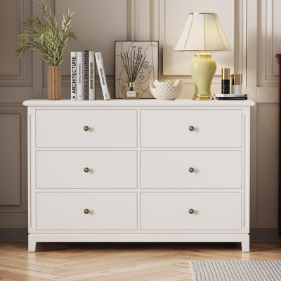 Commode en bois massif à 6 tiroirs l 52 po