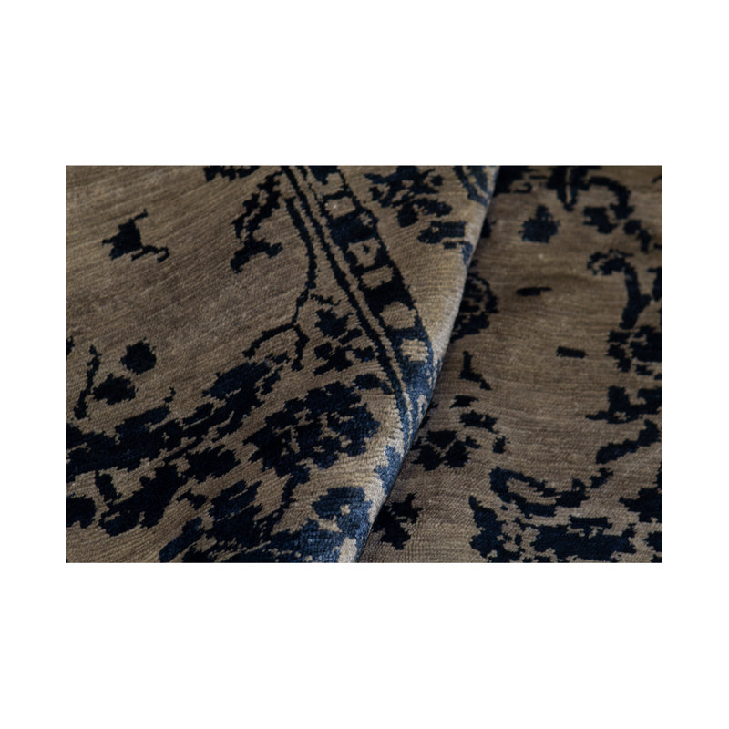 Tapis beige et bleu noué à la main de haute qualité