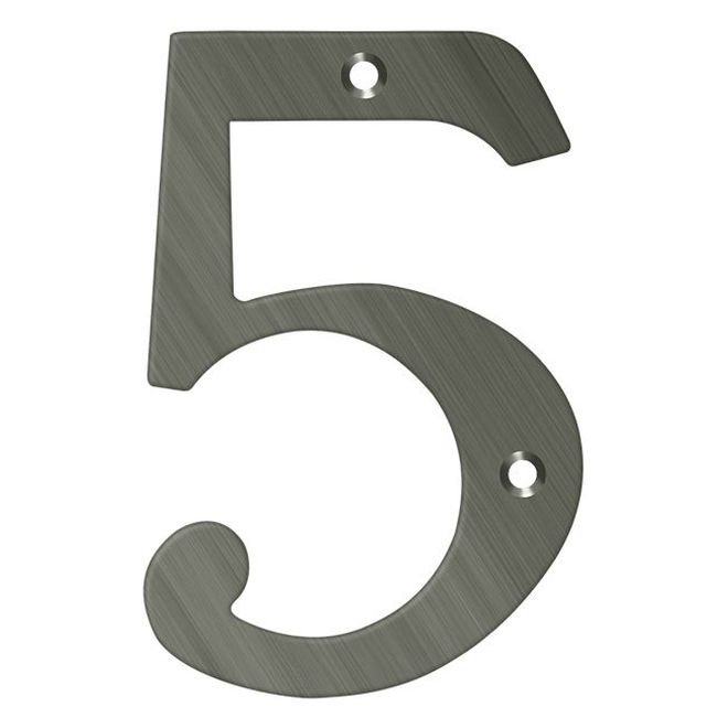 Chiffres de 4 po Deltana, 5, Nickel antique