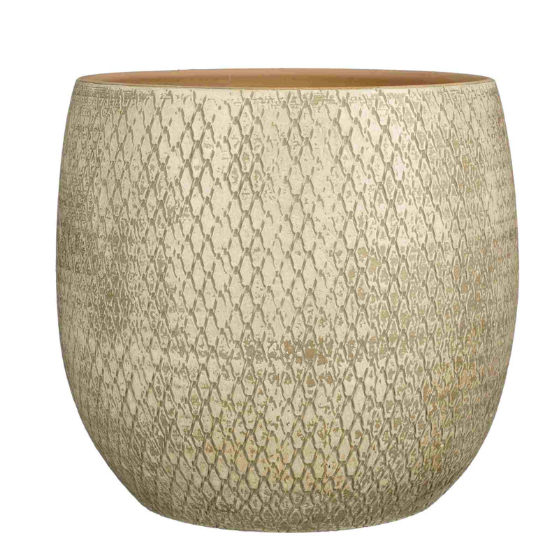 Allimae Ceramic Pot Planter, Cream, 32cm H x 32cm W x 32cm D