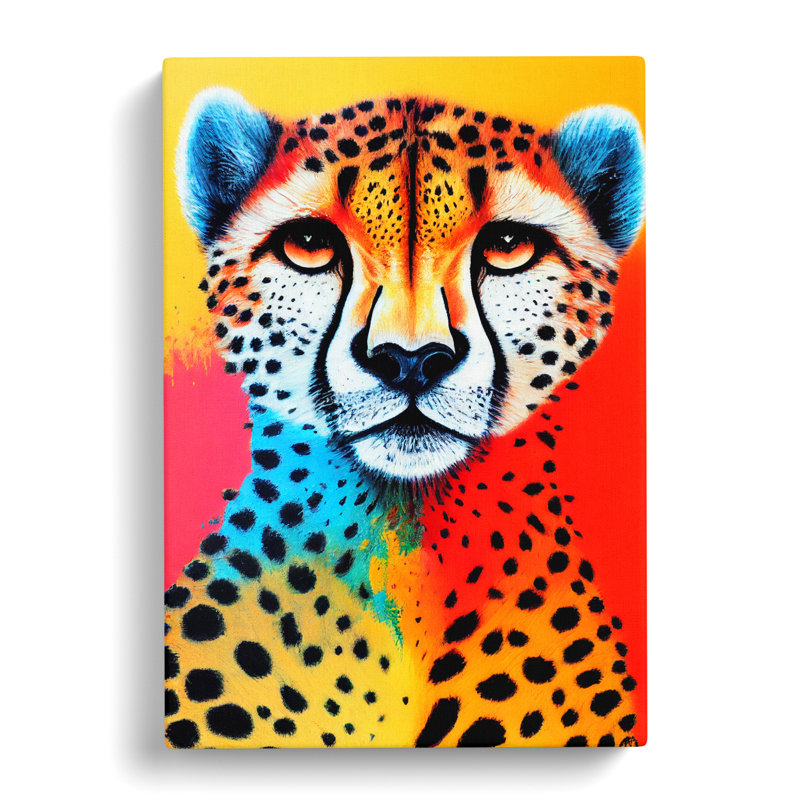 Cheetah Crayon - Wrapped Canvas, 50cm H x 35cm W x 3cm D