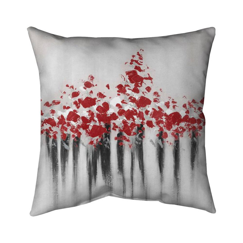 Falling red dot - 18"x18" Throw pillow - Poly twill - Print on demand, 18"H x 18"W, Pink, Polyester