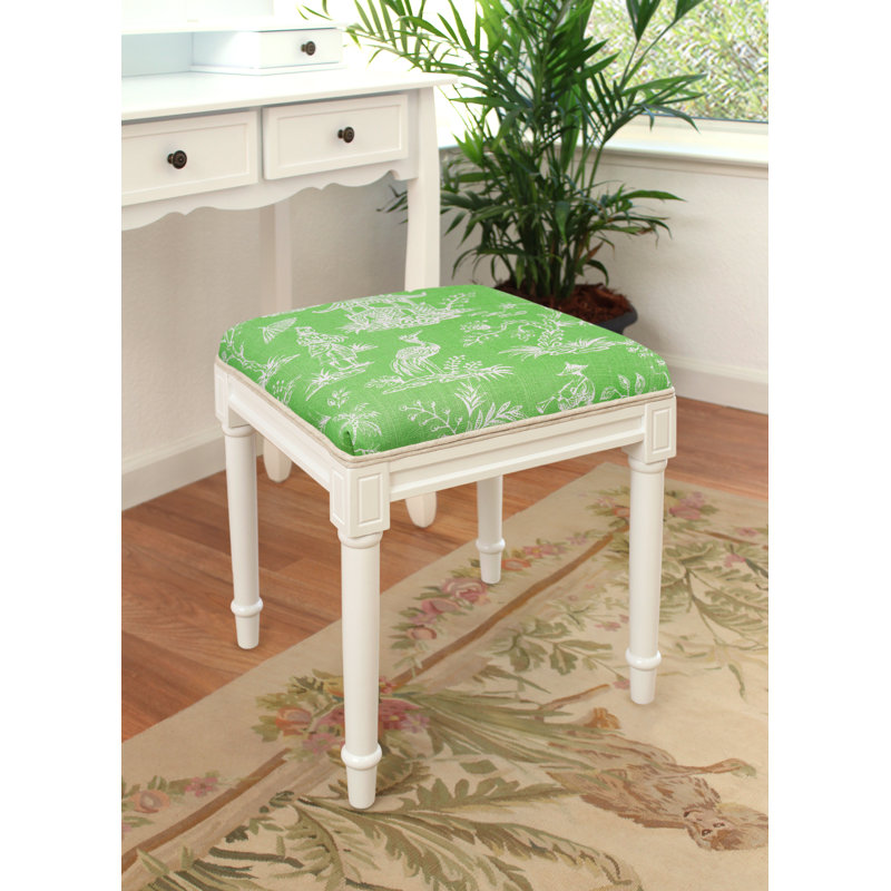 Tabouret de coiffeuse en bois massif Vansickle, Vert