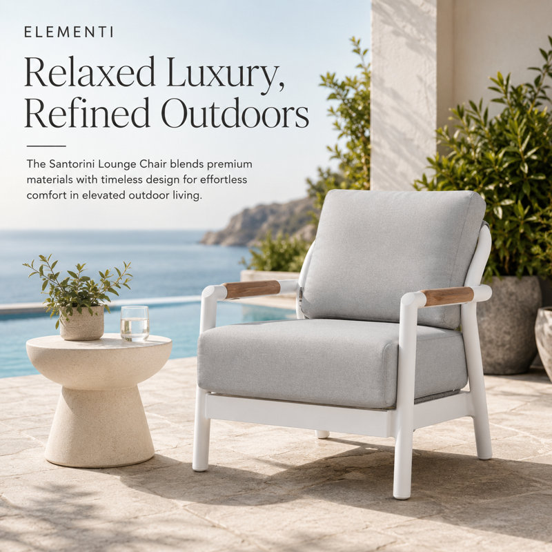 Santorini Powder-Coated Aluminum Patio Lounge Chair with Sunbrella® Cushions, Commercial Grade