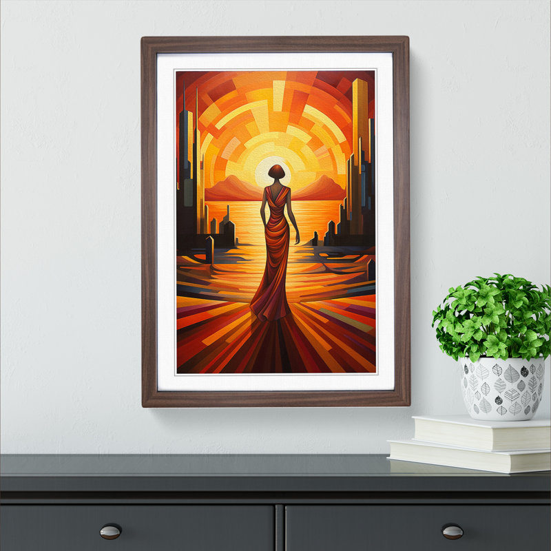 Single Picture Frame Print on Wood, 46cm H x 34cm W, Walnut Framed