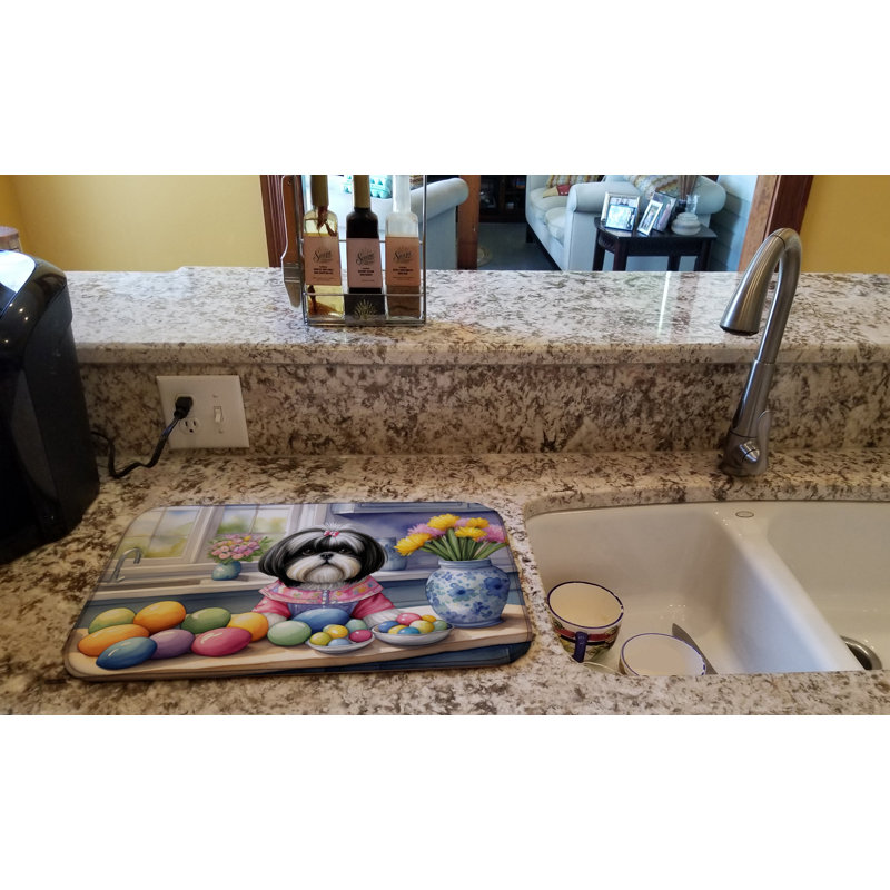 Decorating Easter Shih Tzu Dish Drying Mat