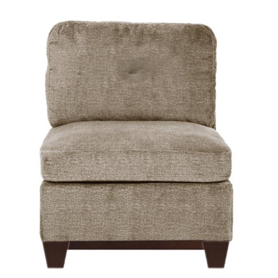 Modular Living Room Furniture Armless Chair Chenille Fabric 1Pc Cushion Armless Chair Couch Exposed Wooden Base