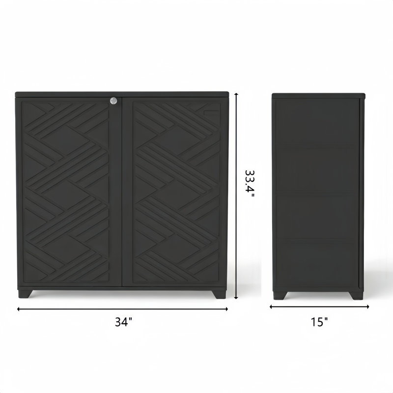  Decksplore 75 Gallons Diamond-Shaped Outdoor Storage Cabinet with Shelf, Black