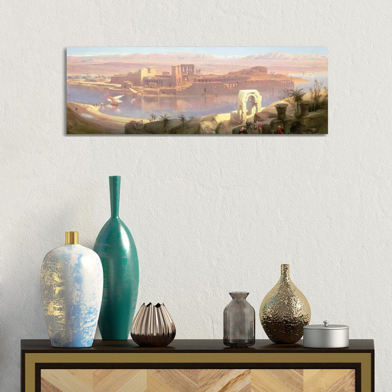 The Island of Philae, Nubia 1 Piece Wrapped Canvas Panoramic Painting, 30.48 cm H x 91.44 cm W x 1.91 cm D