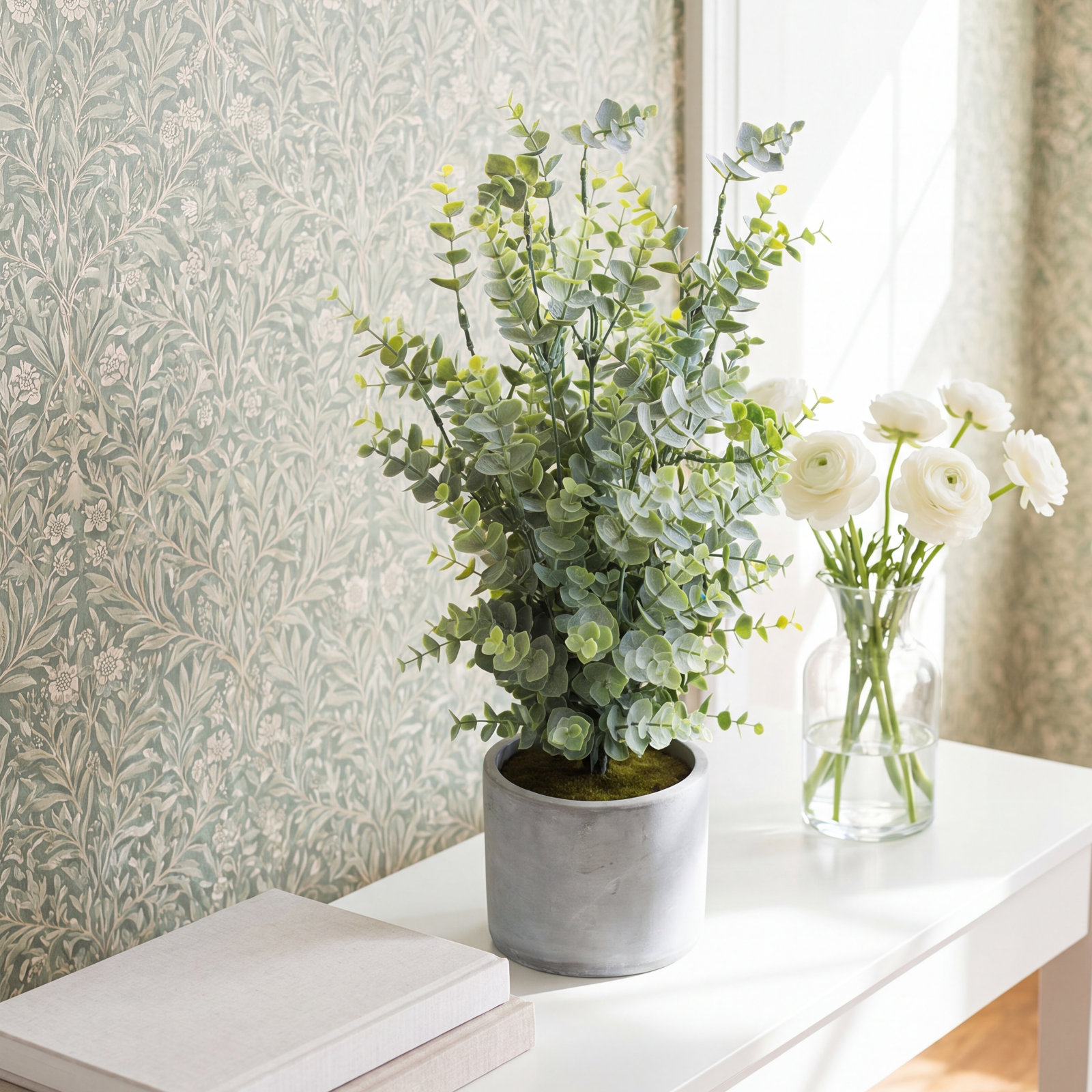 18'' Eucalyptus Plant in Cement Pot
