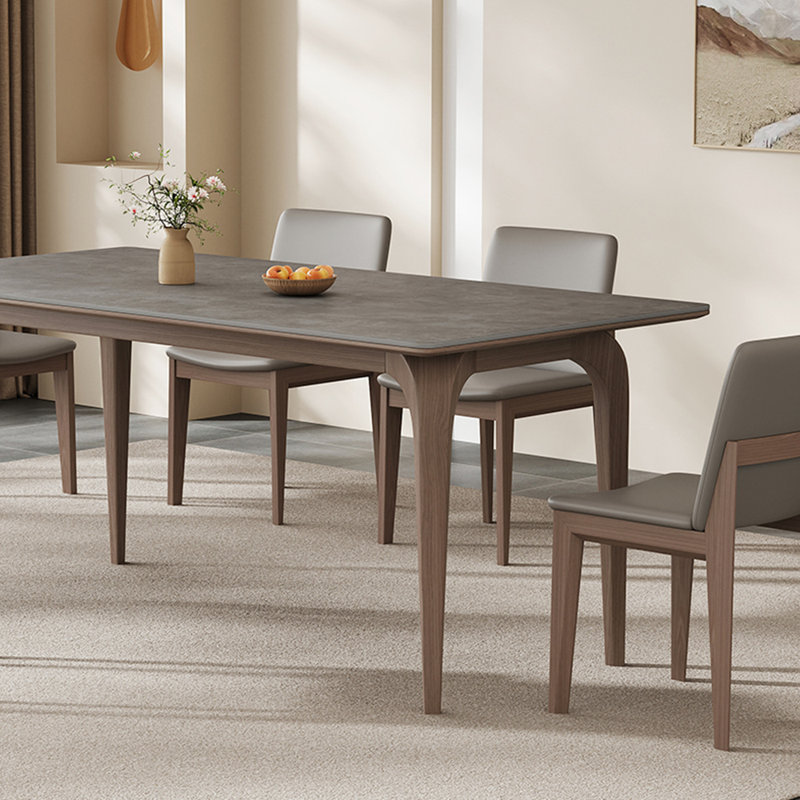 Stylish White Ash Sintered Stone Dining Combo, 29.52"H x 70.86"L x 35.43"W