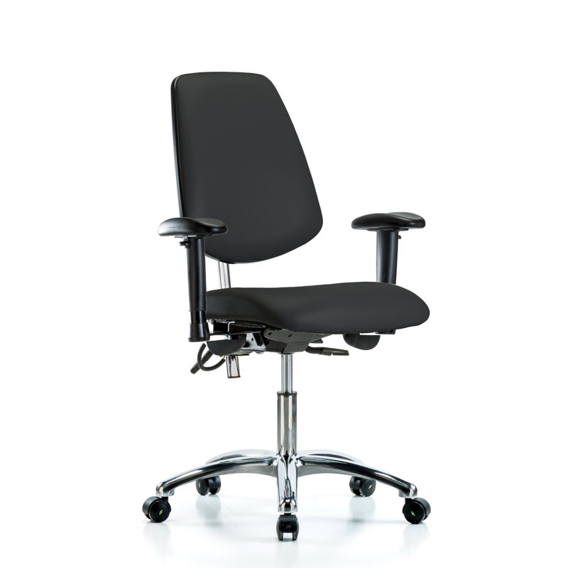 Laisha Vinyl Task Chair, Black, Casters, Not Included