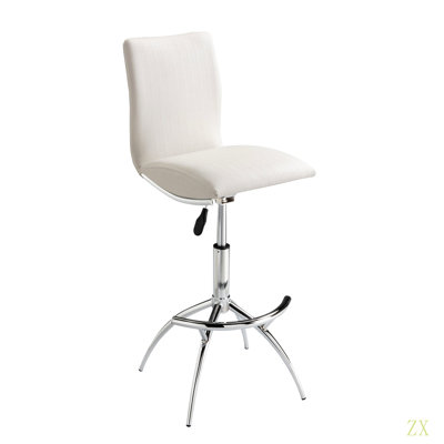 Tabouret de bar moderne à texture réglable en similicuir / chrome